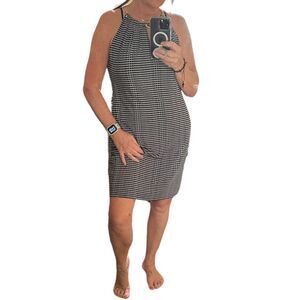 Ivanka Trump Chain Link Black White Halter Dress Size Large